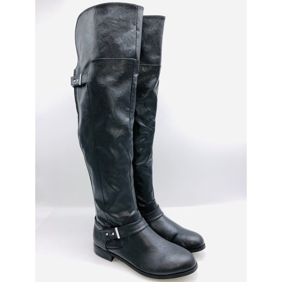 Bar III Shoes - Bar III Women's Daphne Over-The-Knee Riding Boots Black US 6M  #Q-23